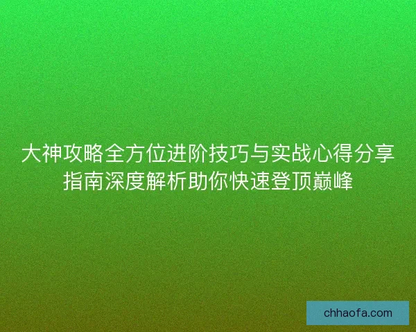 大神攻略全方位进阶技巧与实战心得分享指南深度解析助你快速登顶巅峰